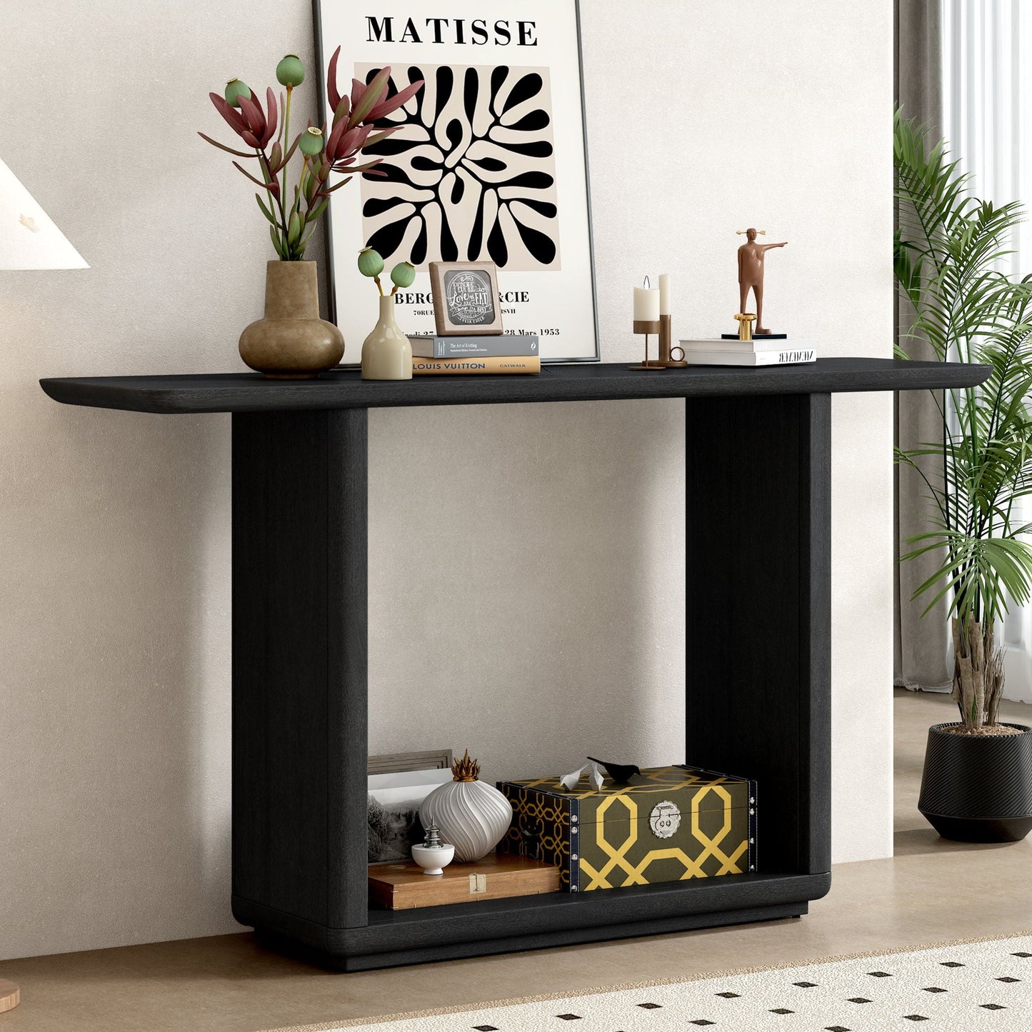 Console Table With Curved Corners And U Base Design Noble House