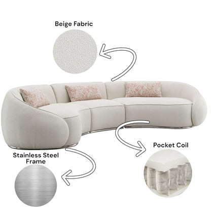 Sahara - Boucle Sectional Sofa With 3 Pillows - Beige Acme