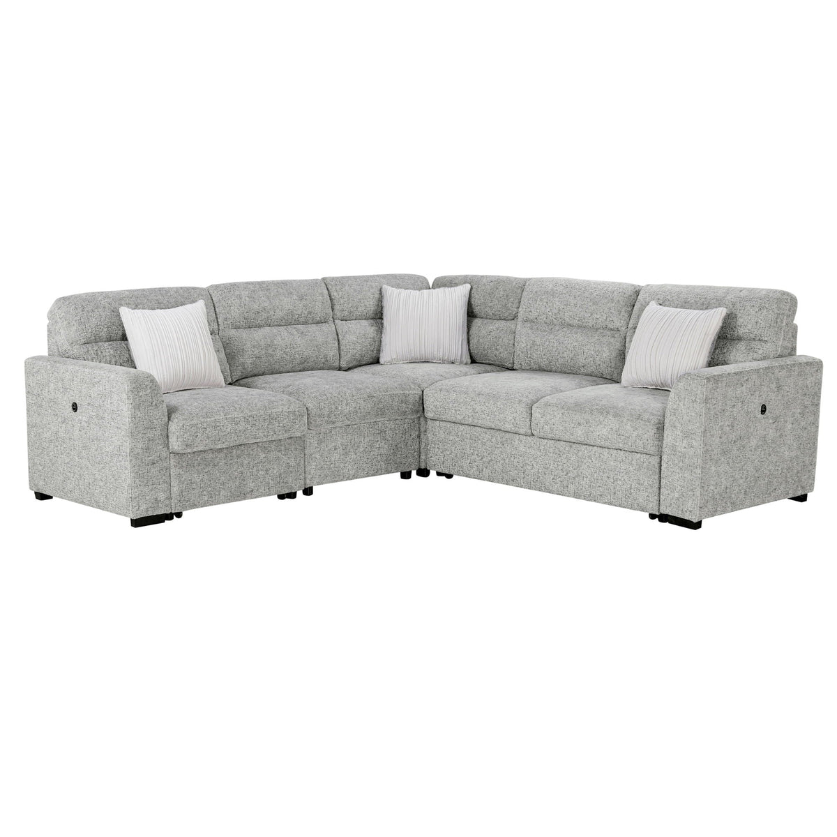 Emiliano - Sectional Sofa With 3 Pillows - Nickel Global Furniture USA