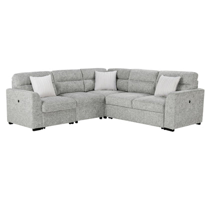 Emiliano - Sectional Sofa With 3 Pillows - Nickel Global Furniture USA