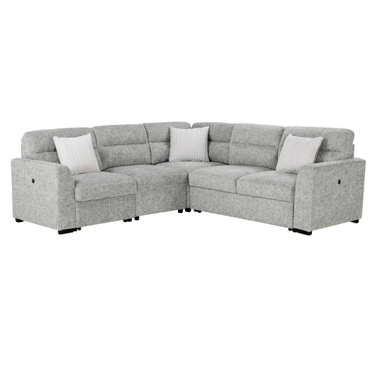 Emiliano - Sectional Sofa With 3 Pillows - Nickel Global Furniture USA