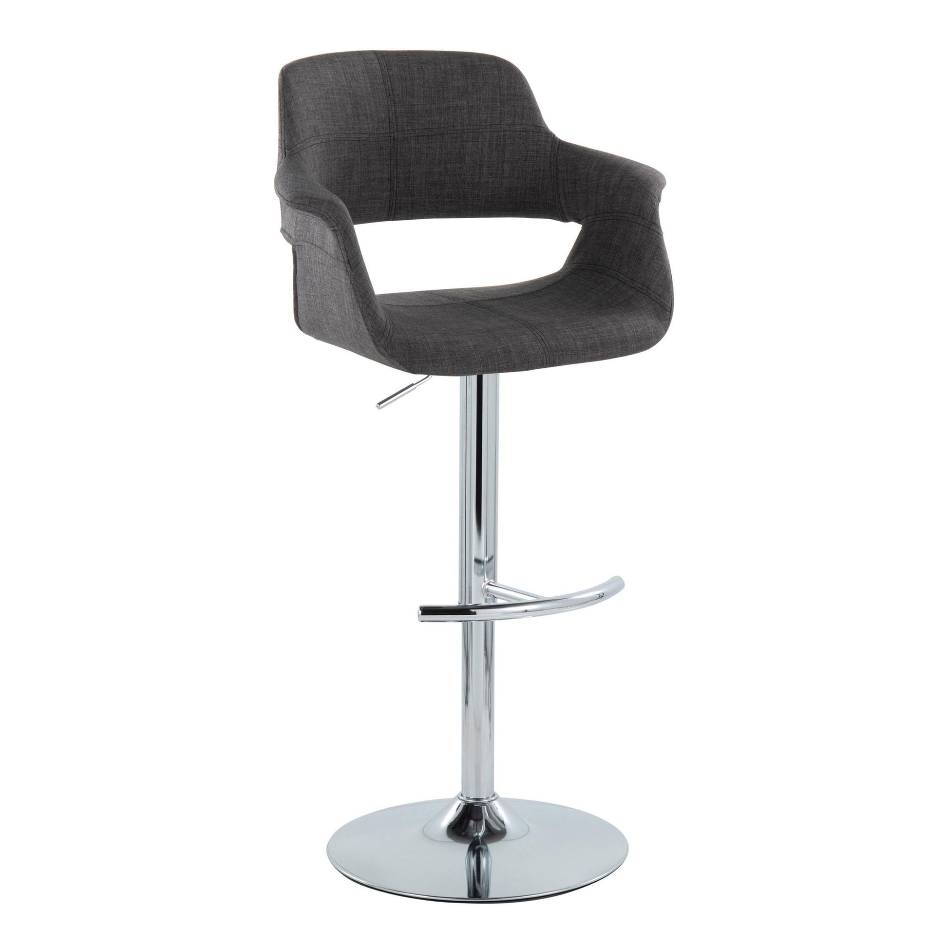 Vintage Flair - Mid Century Modern Adjustable Barstool With Swivel With Rounded T Footrest (Set of 2) Lumi Source