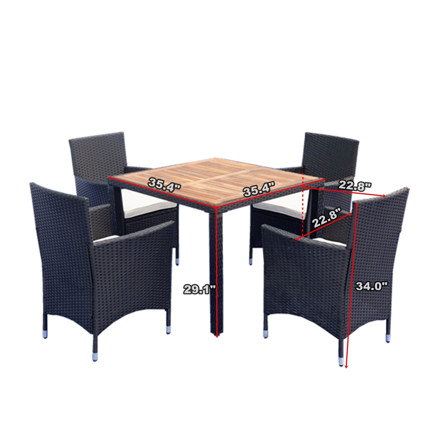 Outdoor Patio Wicker Dining Set With Acacia Wood Top Home Essentials