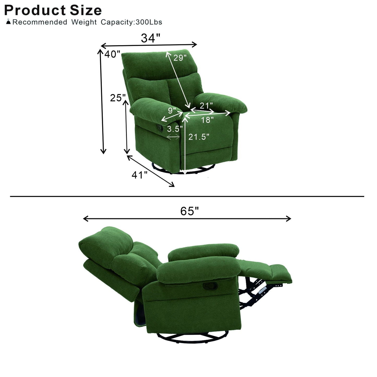 Swivel Rocker Recliner Chair With Manual Recline For Living Room Home Essentials