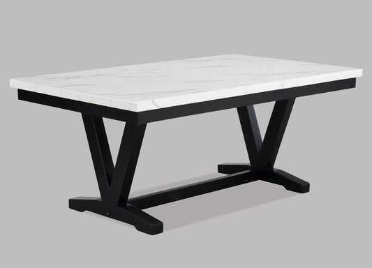 Tanner - Dining Table, Faux Carrara Marble - White / Black Crown Mark