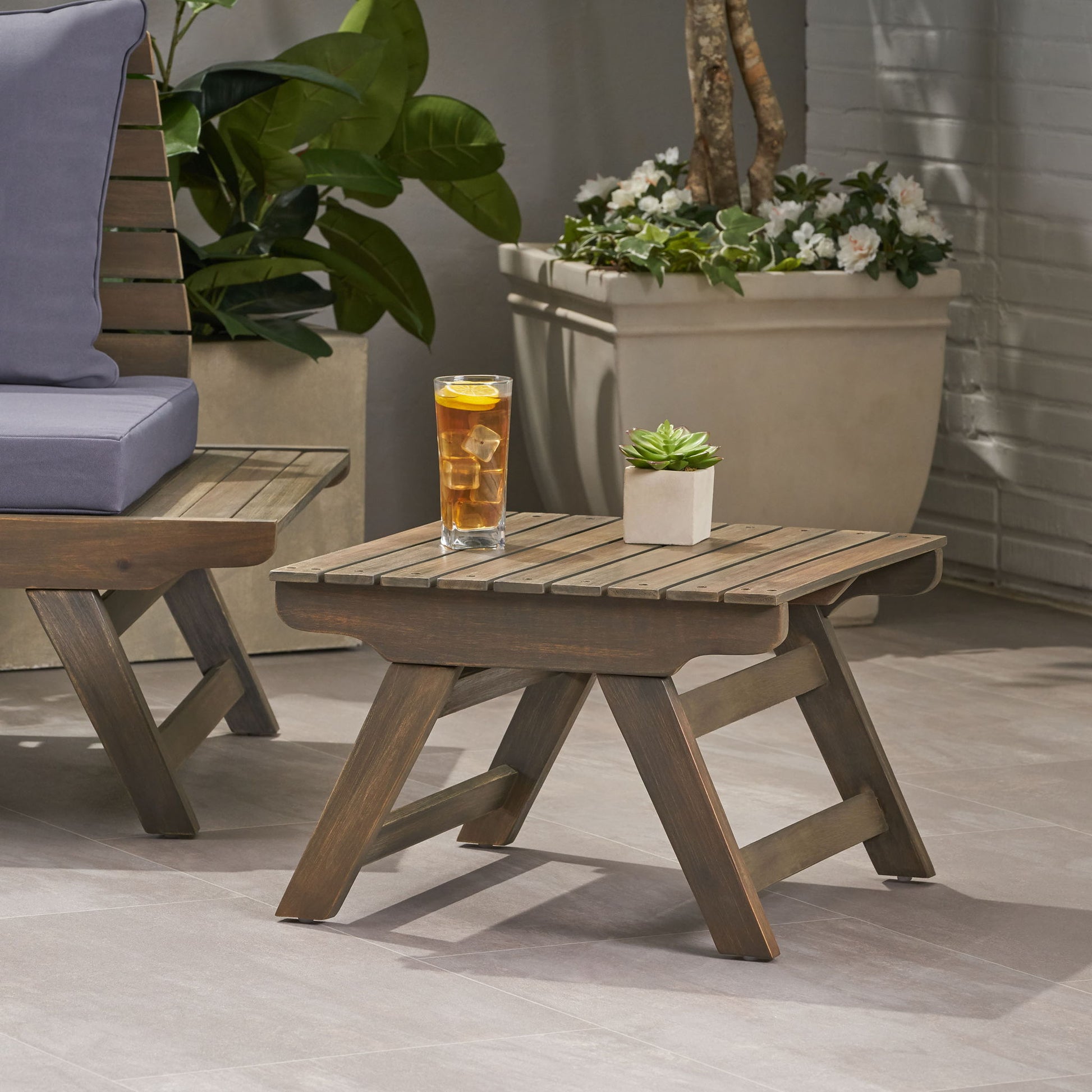 Sedona - Outdoor Side Table With Open Slat Design Noble House