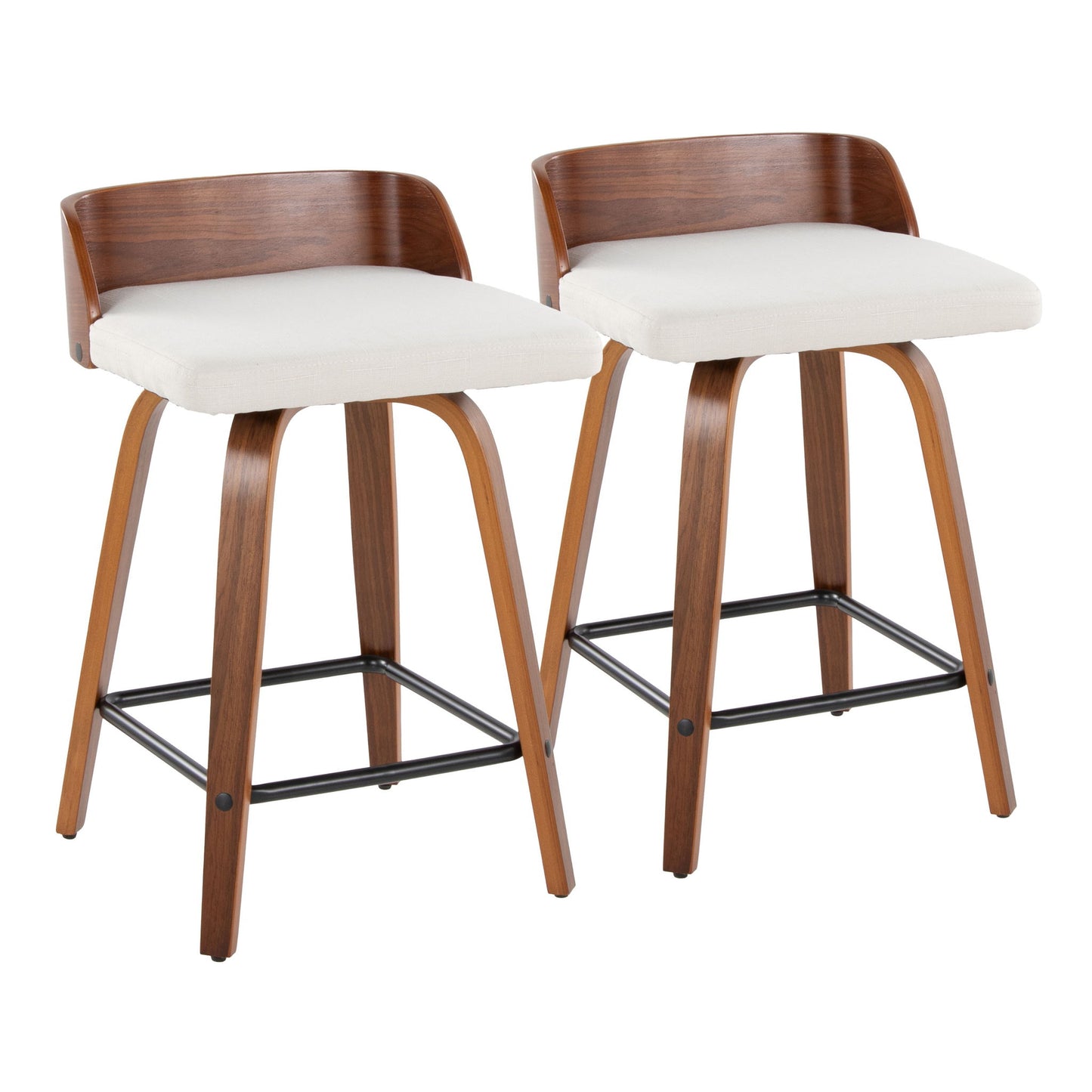 Maya - Mid Century Modern Fixed Height Counter Stool With Swivel And Square Footrest (Set of 2) Lumi Source
