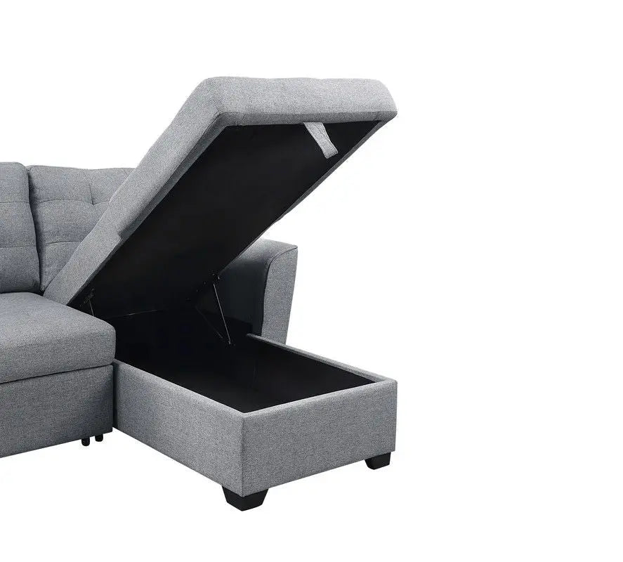 Avery - Sleeper Sectional Sofa With Reversible Storage Chaise - Light Gray Lilola Home