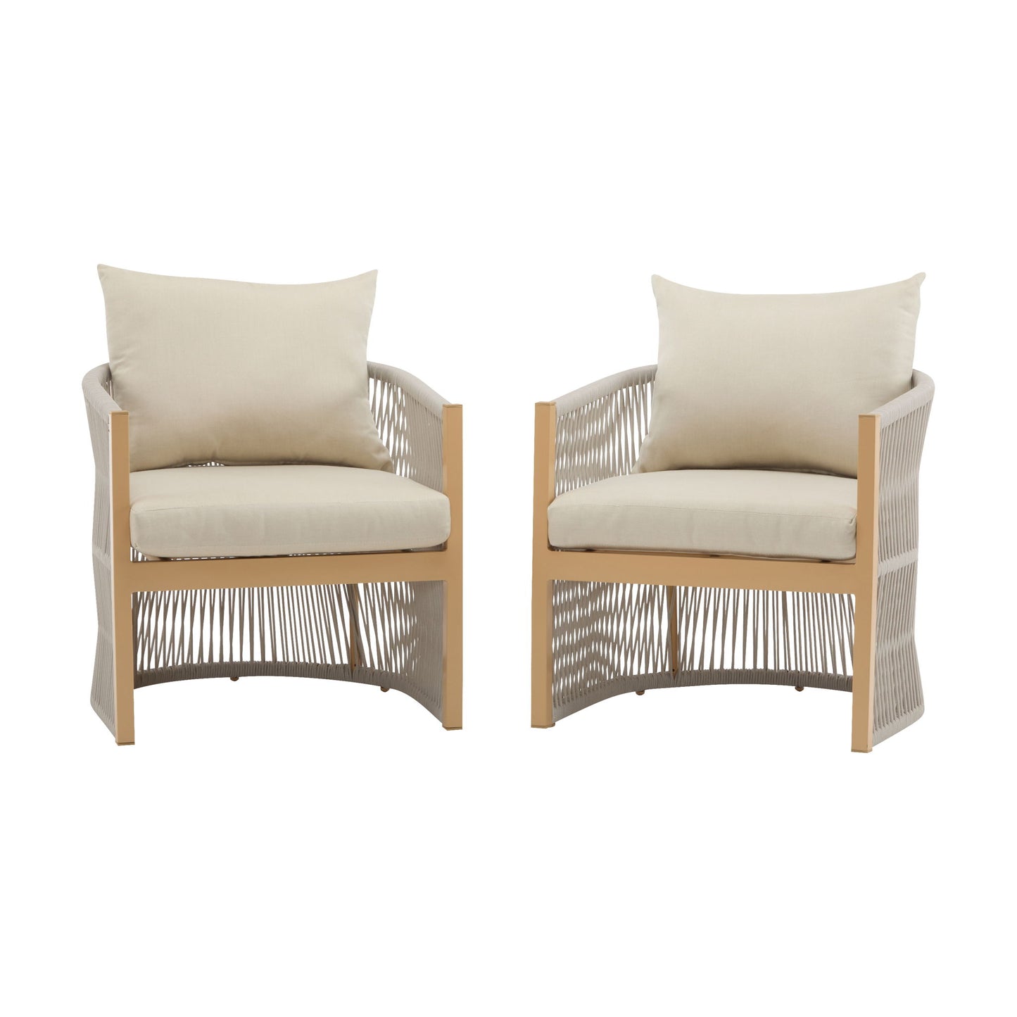 Modern Curved Aluminum Lounge Chair With Stylish Rope Weave Design And Cushioned Comfort For Outdoor Noble House