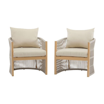 Modern Curved Aluminum Lounge Chair With Stylish Rope Weave Design And Cushioned Comfort For Outdoor Noble House