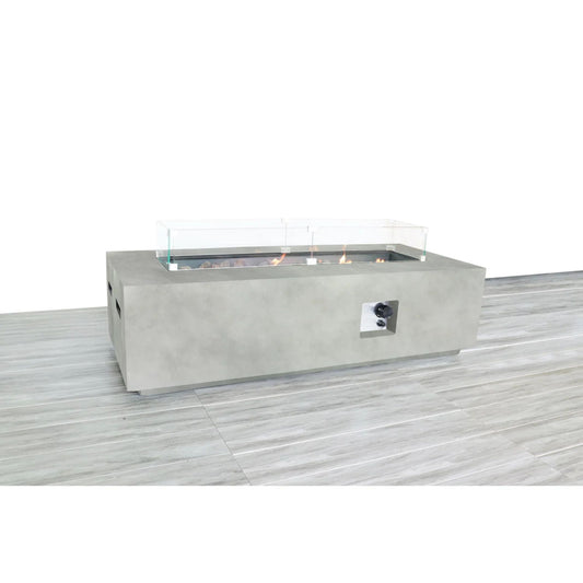 Rectangular Propane Fire Pit Table With Fiber Reinforcement And Adjustable Flame Control - Gray LSI Patio Furniture