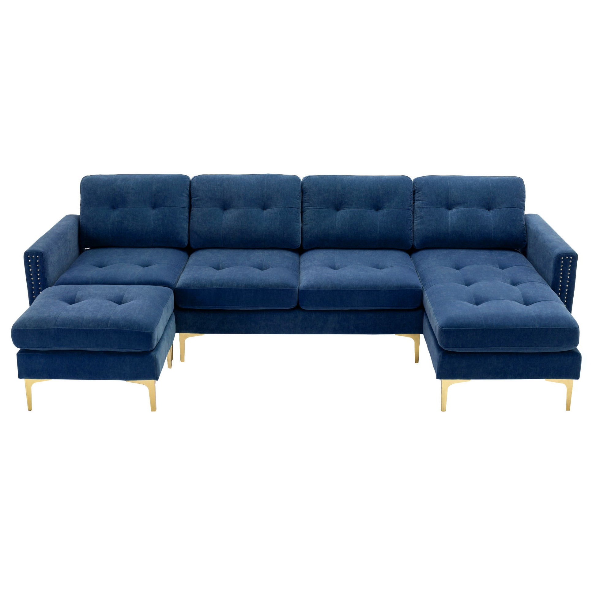 Modern L - Shape Convertible Sectional Sofa With Movable Ottoman Hearth and Haven