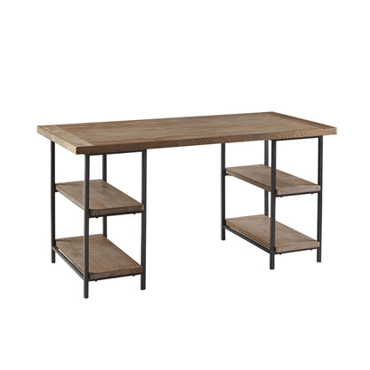 Industrial Style Metal Frame Accent Desk With Side Shelving - Gray JLA