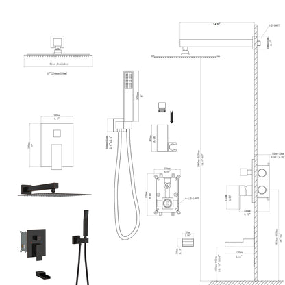 10" Wall Mounted Square Shower System With Rough In Valve Daily Nest