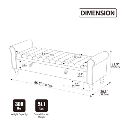Wide Modern Upholstered Storage Bench With Rolled Armrest Home Essentials