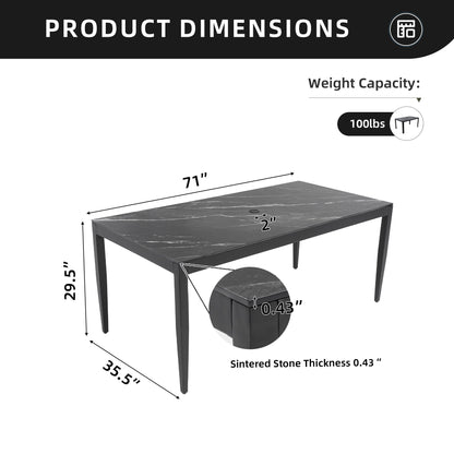 Outdoor Modern Patio Dining Table, Post Tapered Legs, Weatherproof & Rust Free Life Outside