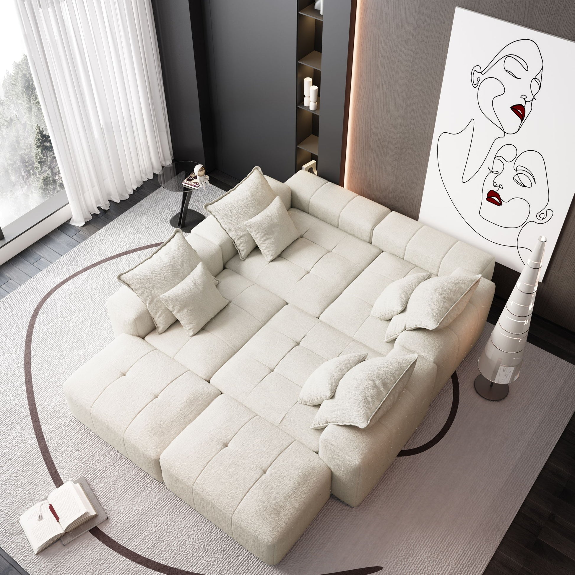 Modern Oversized Diy Combination Modular Sectional Sofa With Pillows Home Essentials