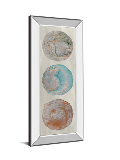 Planet Trio Il By Alicia Ludwig - Mirror Framed Print Wall Art - Blue