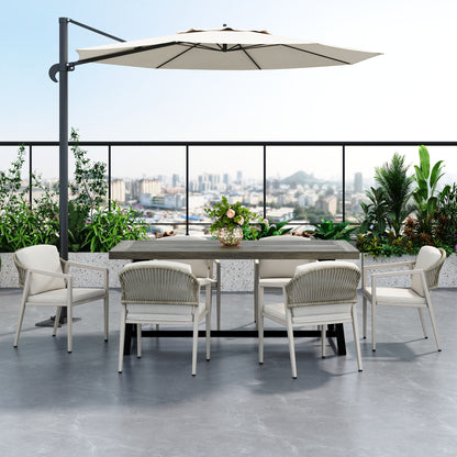 7 Pieces Modern Outdoor Dining Set With Acacia Wood Table And Chairs Noble House