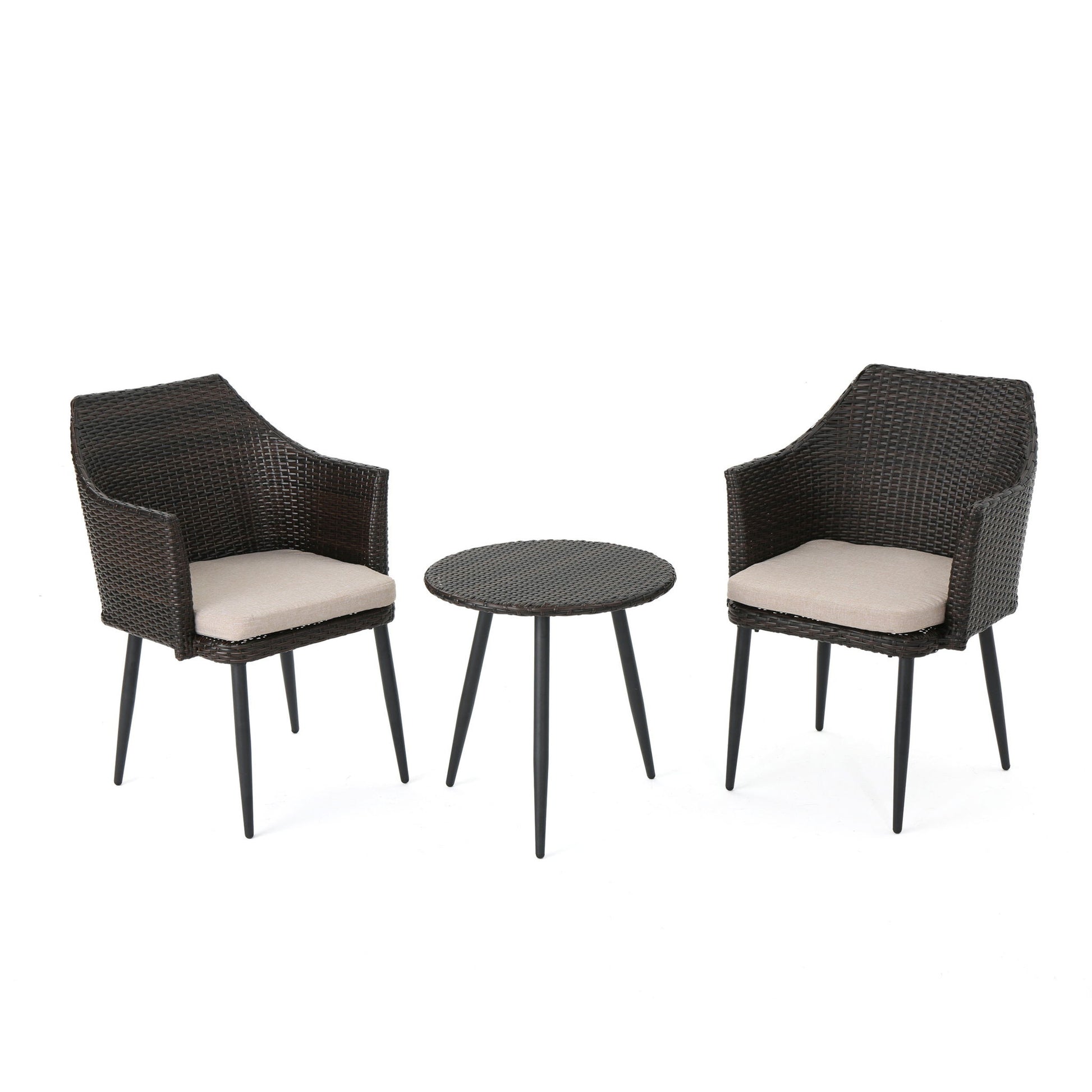 Kenneth - 3 Pieces Chat Set Outdoor Furniture - Brown Multi Noble House