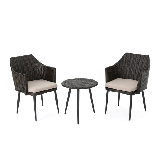 Kenneth - 3 Pieces Chat Set Outdoor Furniture - Brown Multi Noble House