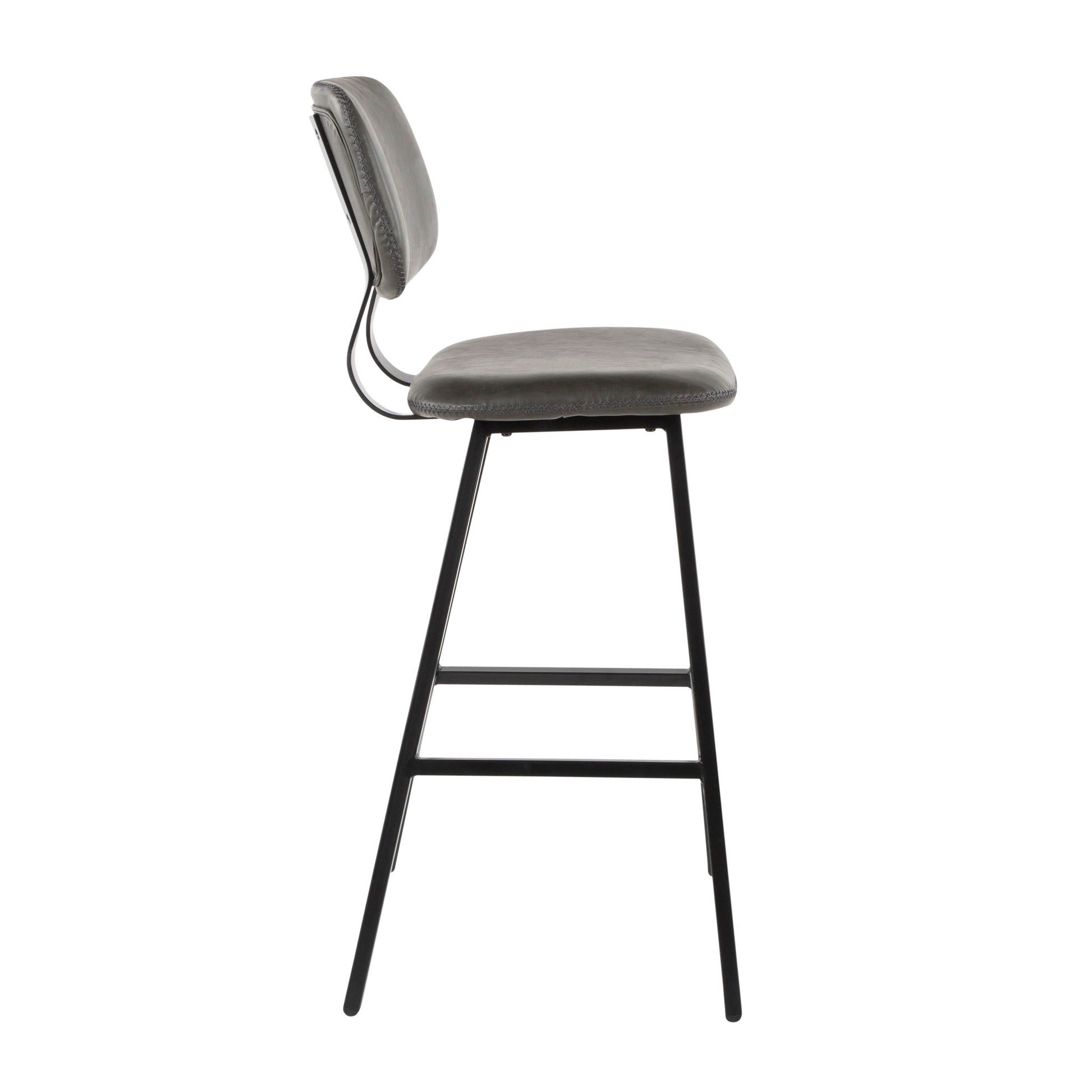Foundry - Contemporary Barstool Zig Zag Stitching (Set of 2) - Black / Gray Lumi Source
