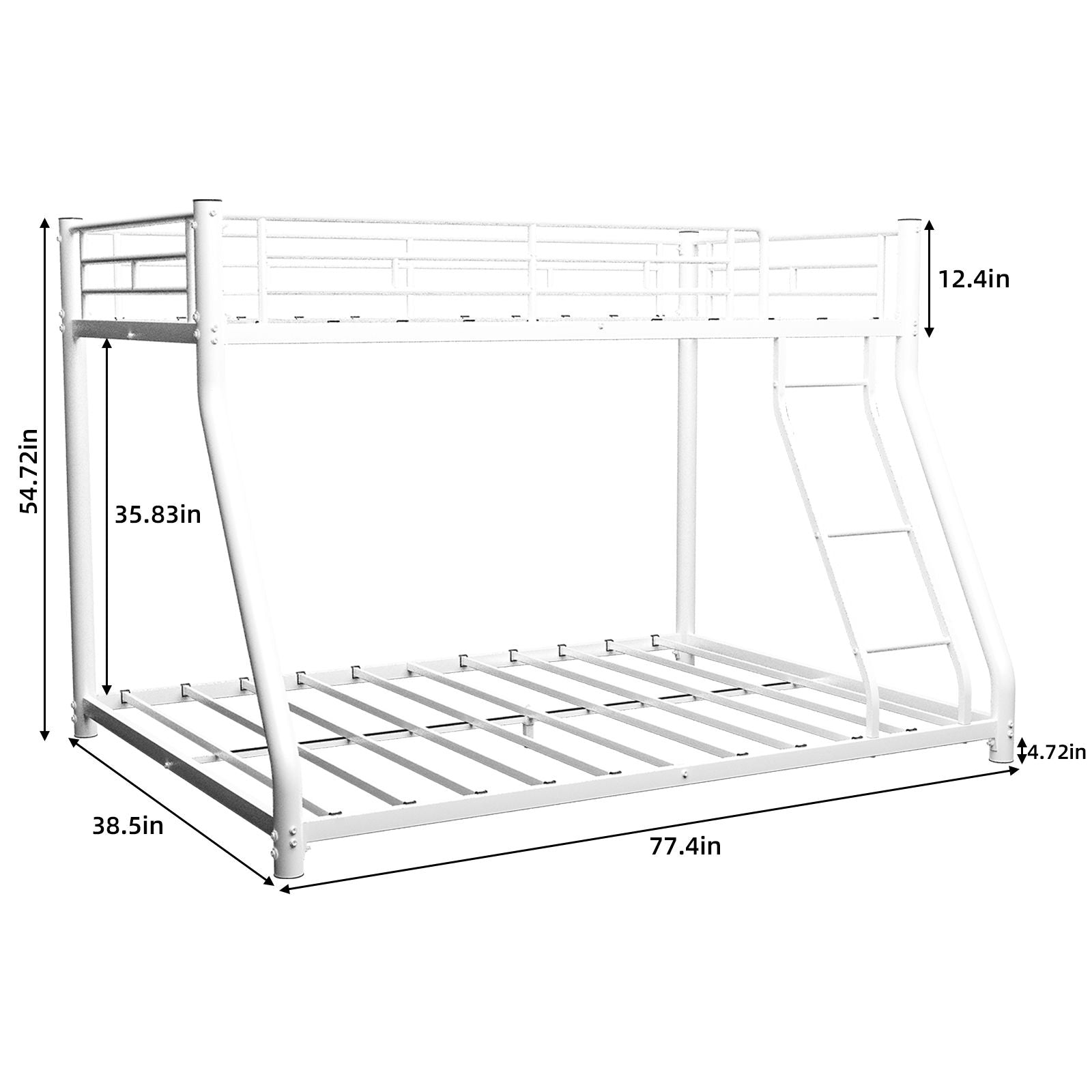 Bunk Bed Frame With Ladder And Guardrail, Heavy Duty Noise Free Design Metal Construction Home Essentials