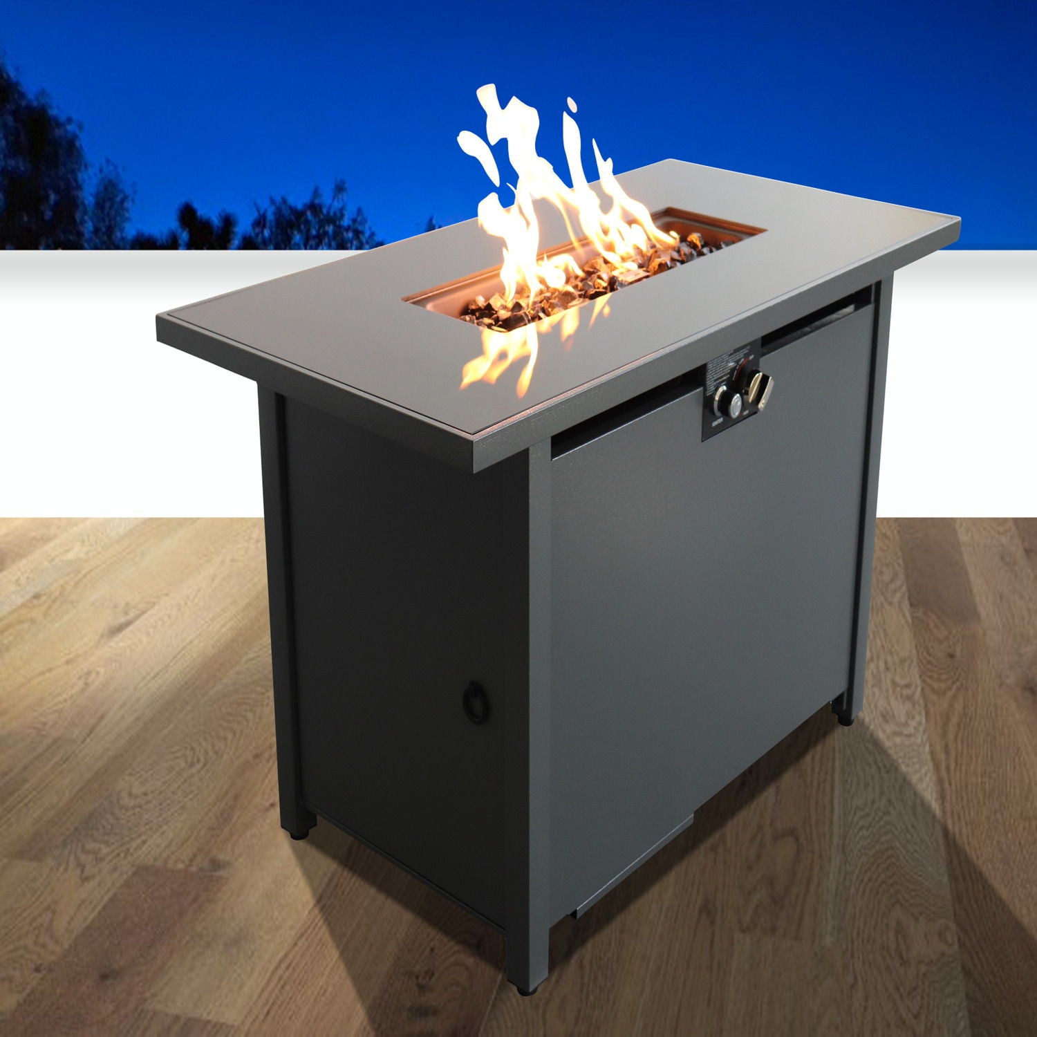 Outdoor Fire Pit Table With Lid & High-Quality Materials - Black LSI Patio Furniture