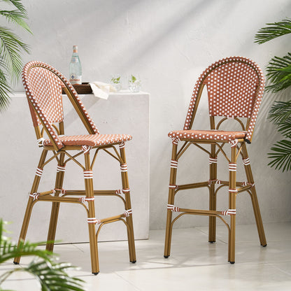Outdoor Pe Rattan French Barstool Set Noble House