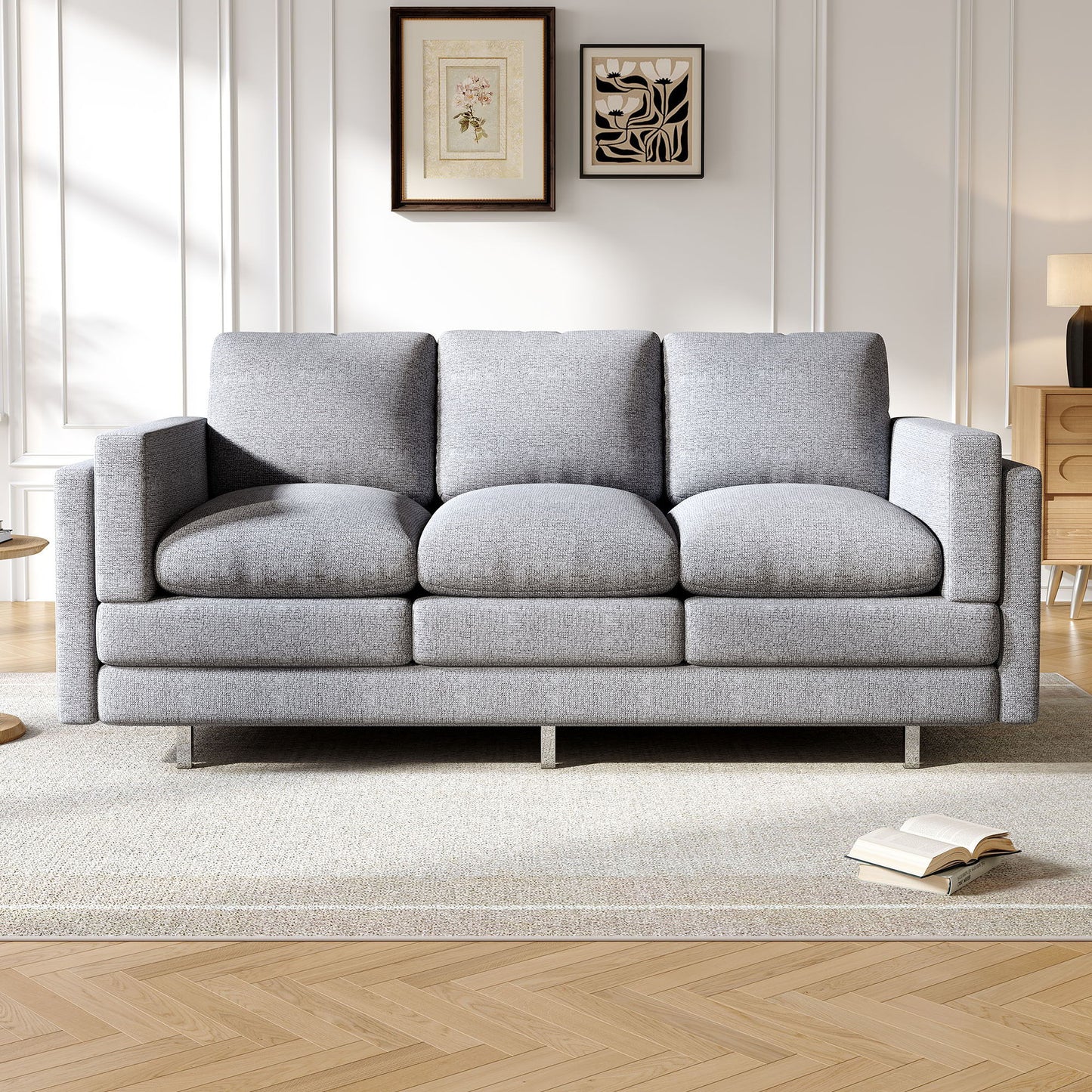 3 Seater Sofa With Dual Layer Seat Cushions Noble House