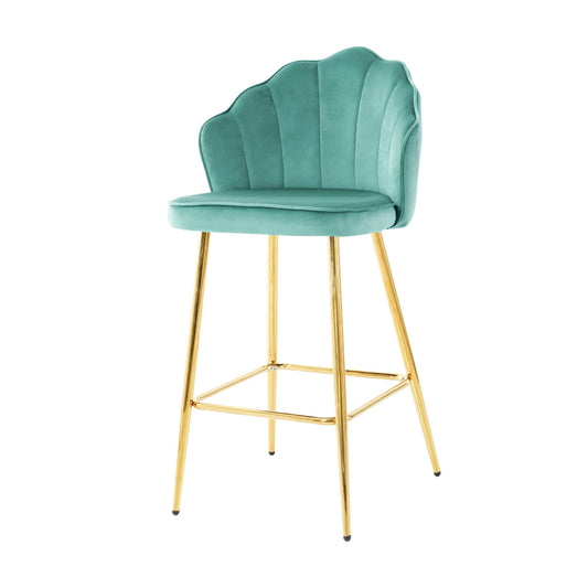Elegant Shell Shape Velvet Bar Chair (Set of 2) Home Essentials
