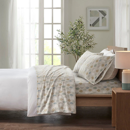 Queen Cozy 100% Printed Sheet Set - Multi Leaves True North by Sleep Philosophy