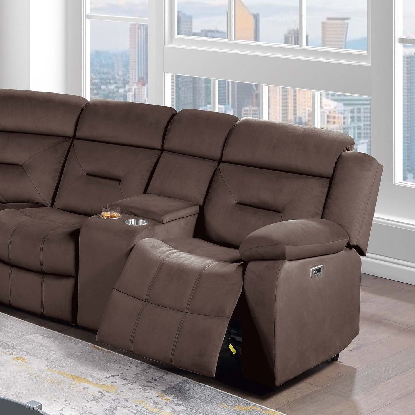 Power Reclining Sectional Set With Console Cup Holders Home Essentials