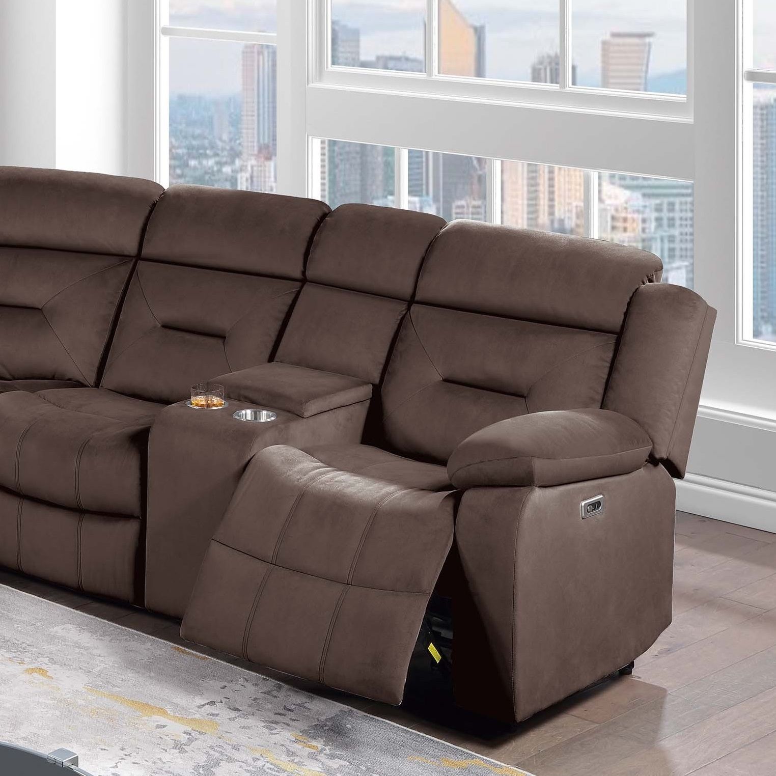 Power Reclining Sectional Set With Console Cup Holders Home Essentials