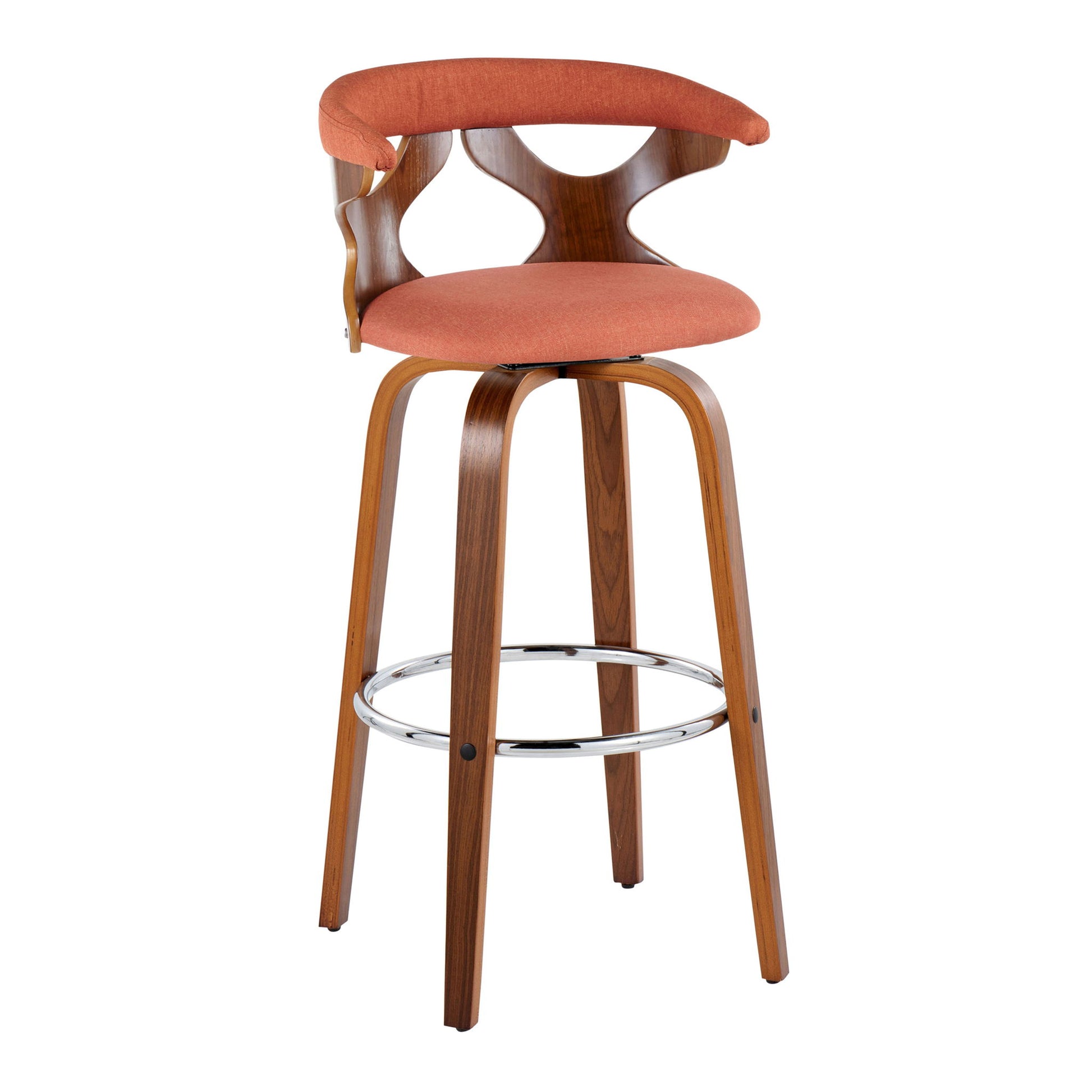 Gardenia - Mid Century Modern Fixed Height Barstool With Swivel With Round Footrest (Set of 2) Lumi Source