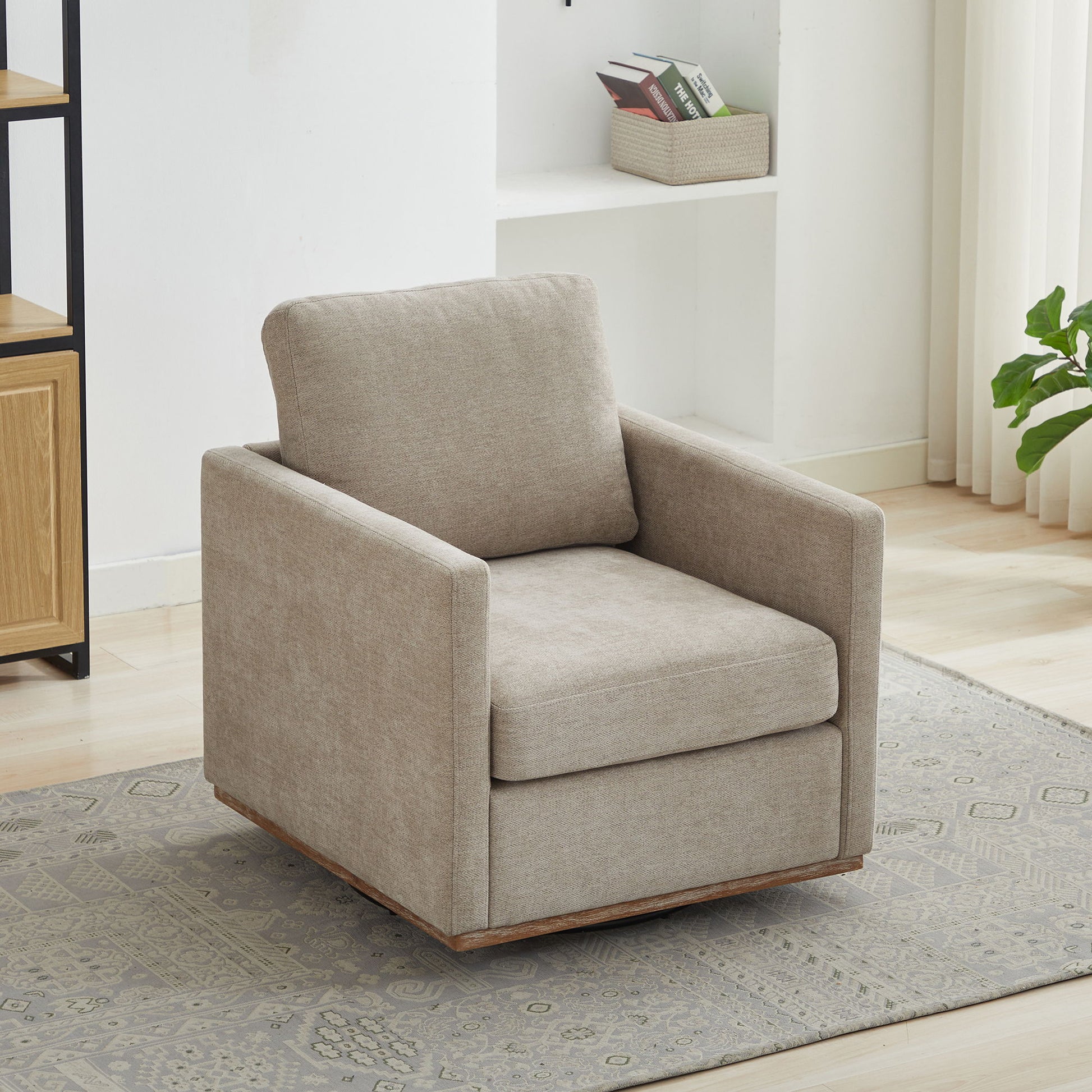 Square Upholstered Swivel Accent Chair Home Essentials
