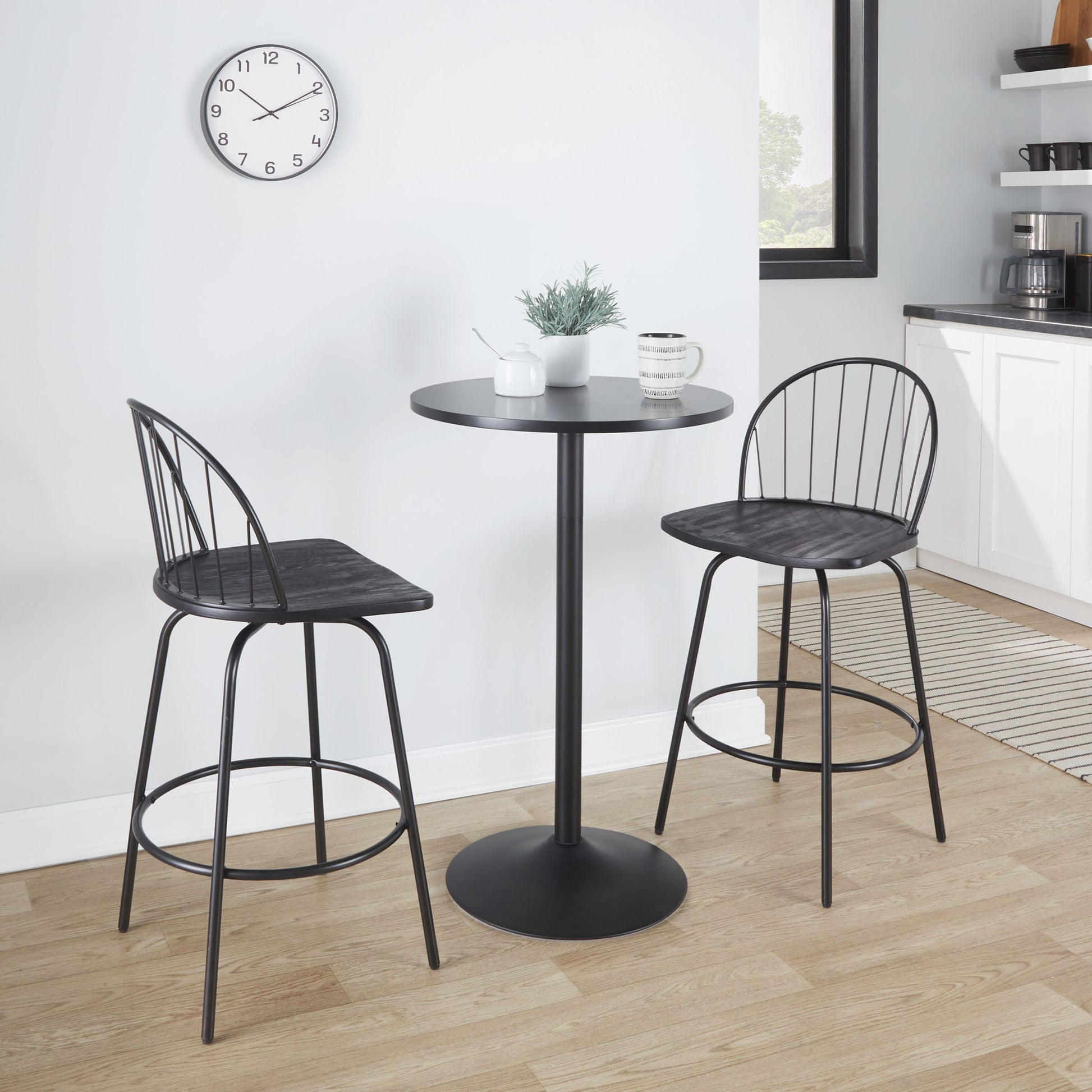 Riley - Claire Farmhouse Fixed Height Counter Stool With Swivel With Round Footrest (Set of 2) Lumi Source