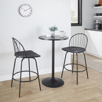 Riley - Claire Farmhouse Fixed Height Counter Stool With Swivel With Round Footrest (Set of 2) Lumi Source