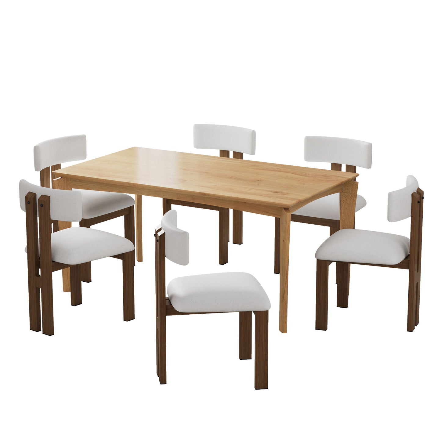 7 Piece Dining Set With Upholstered Armless Chairs And Table Noble House