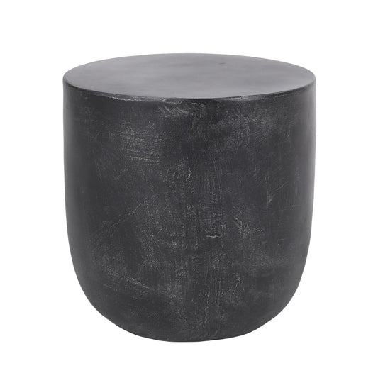 Outdoor Lightweight Concrete End Table With Natural Texture - Matte Black Noble House