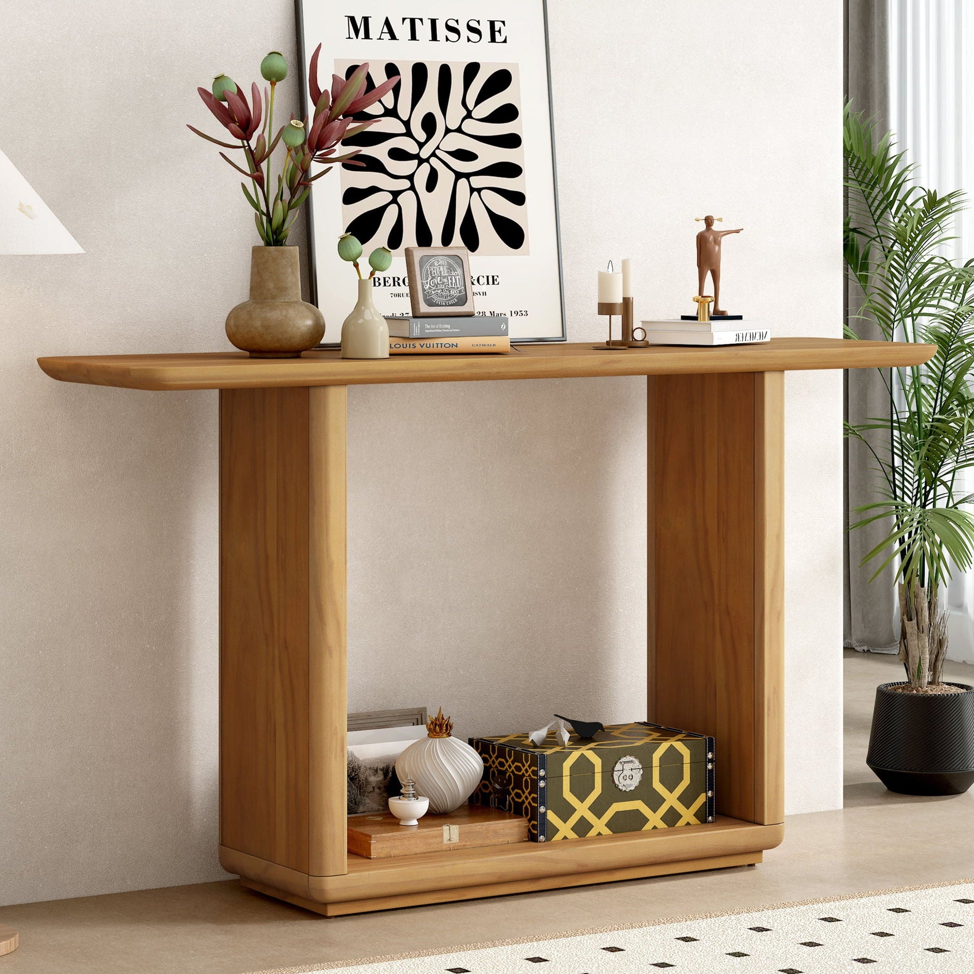 Console Table With Curved Corners And U Base Design Noble House