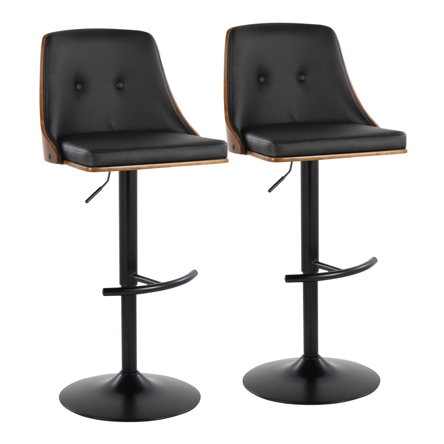 Gianna - Mid Century Modern Adjustable Barstool, Swivel With Rounded T Footrest (Set of 2) Lumi Source