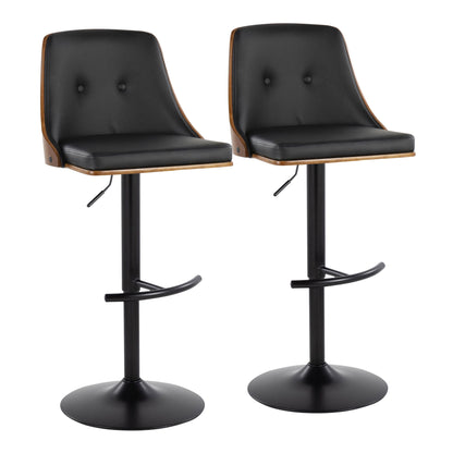 Gianna - Mid Century Modern Adjustable Barstool, Swivel With Rounded T Footrest (Set of 2) Lumi Source