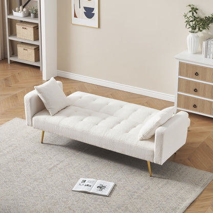 Teddy Fleece Sofa Bed With Luxurious Throw Pillows Home Essentials