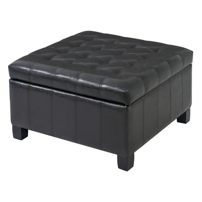 Square Tufted Indoor Ottoman With Lift-Top Storage Noble House