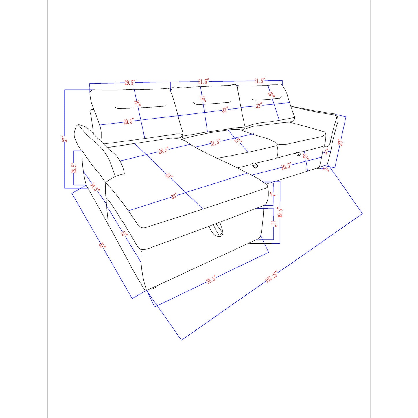 Montana - Sofabed With Storage - Gray Global Furniture USA