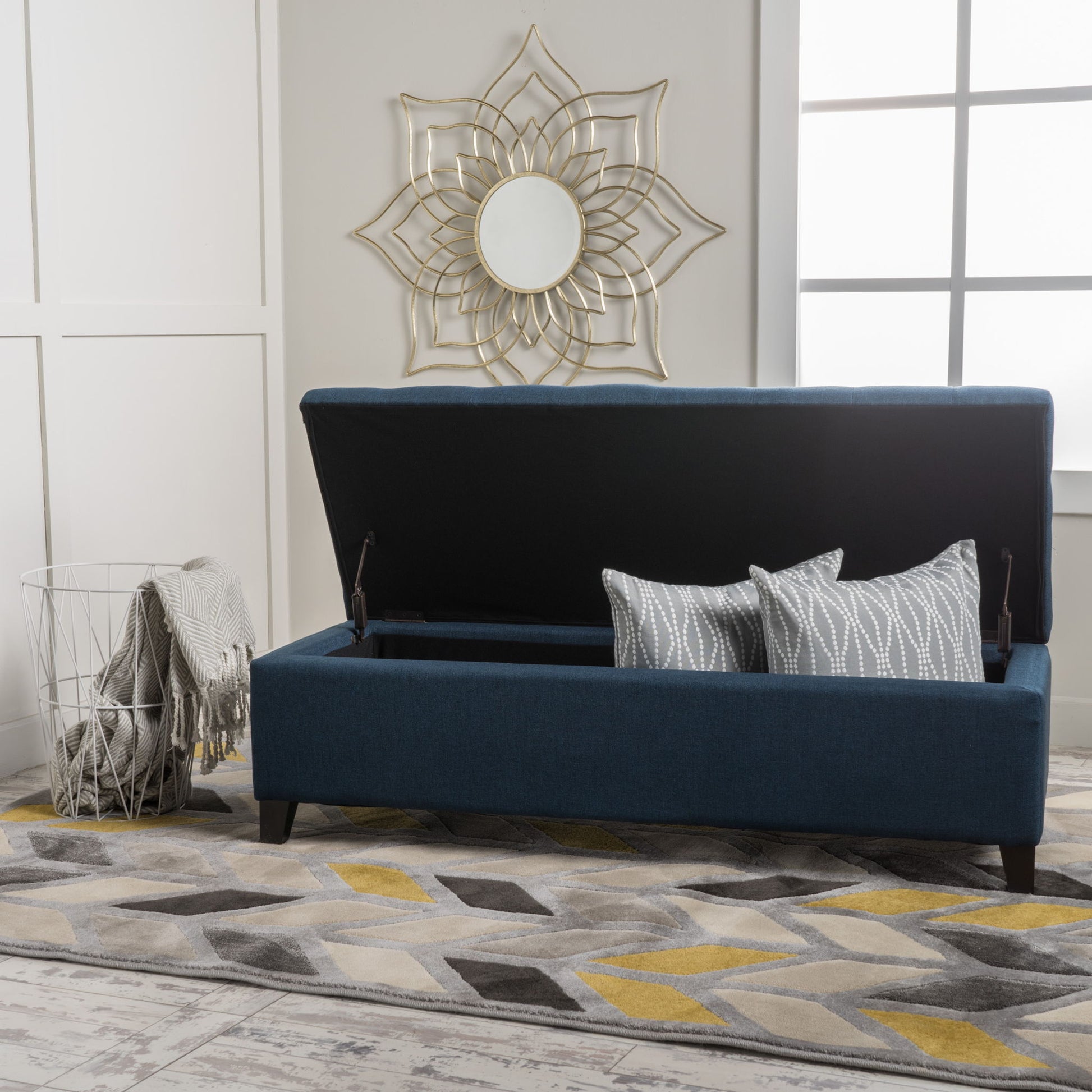 Upholstered Storage Ottoman Bench, Foot Rest For Bedroom Noble House