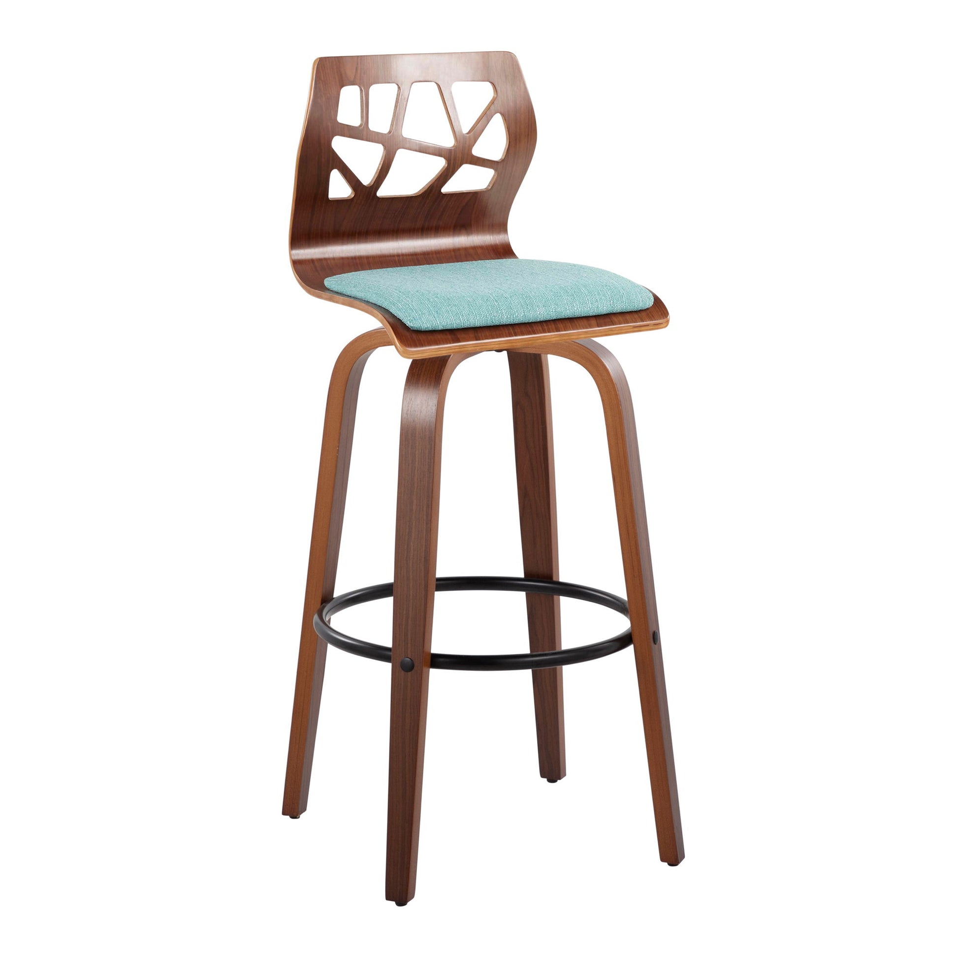 Folia - Mid Century Modern Fixed Height Barstool With Swivel With Round Footrest (Set of 2) Lumi Source