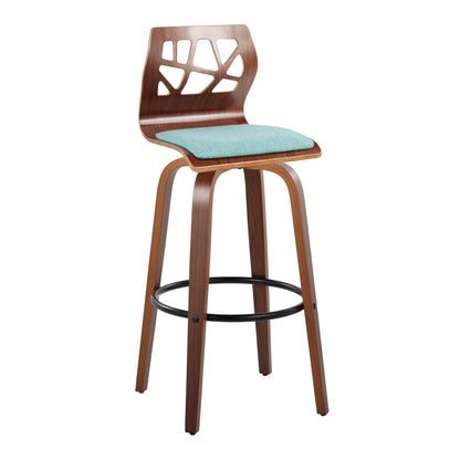 Folia - Mid Century Modern Fixed Height Barstool With Swivel With Round Footrest (Set of 2) Lumi Source