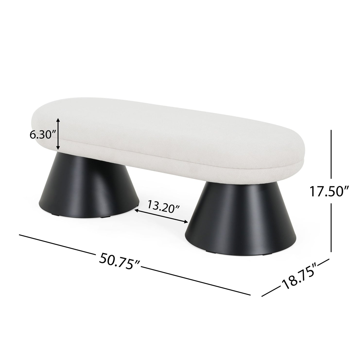 Dining Bench Upholstered For Dining Room - Beige Noble House